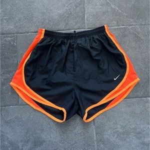 Black Nike Athletic Shorts with Orange Details
